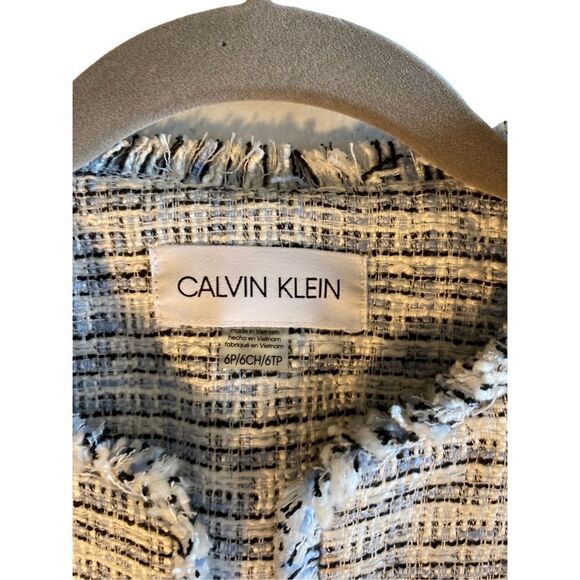 Calvin Klein women’s blue black and white French short tweed jacket size 6 - Picture 6 of 6